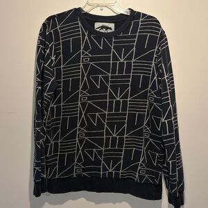Character Hero Urban Outfitters Geometric Print Dark Blue White Sweatshirt SZ L